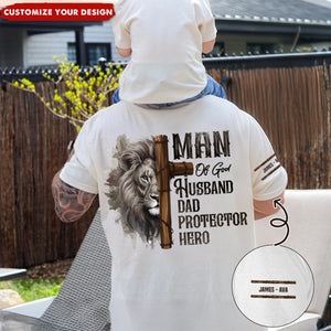 Dad Man Of God - Personalized Back Printed Shirt