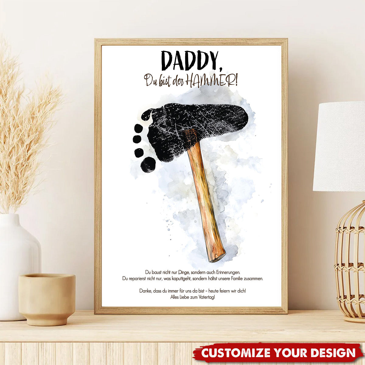 Father's Day Gift Footprint - For Dad, DIY Gift Personalized Poster