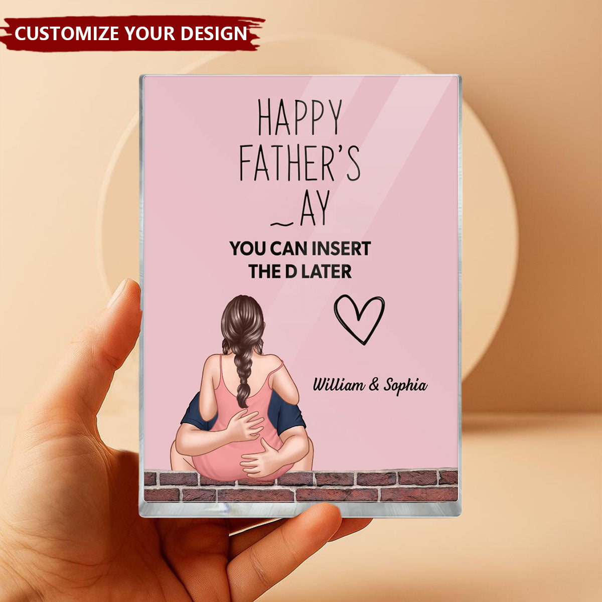 Hugging Couple Personalized Acrylic Block Plaque, Funny Father's Day Gift For Husband