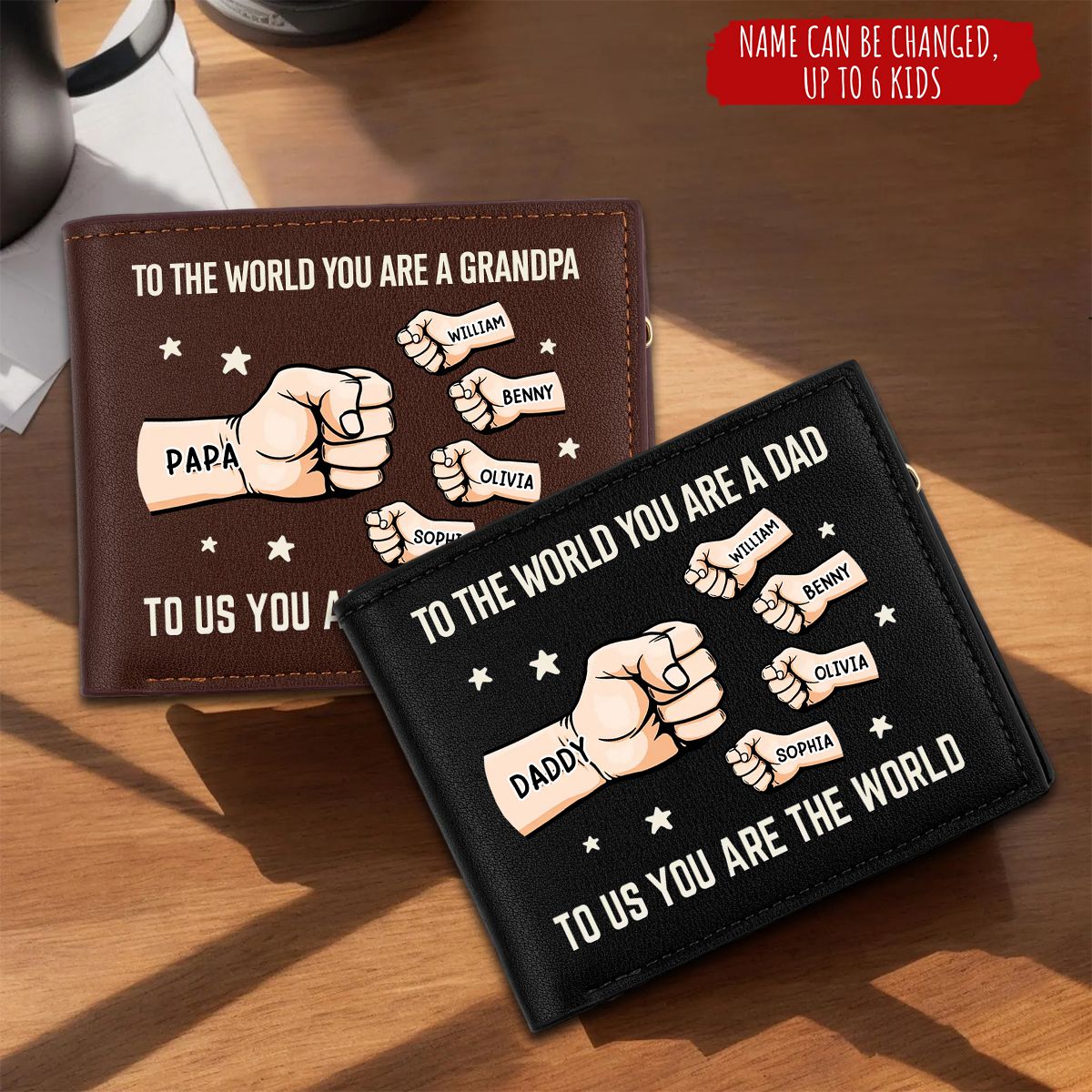 You’re My World, My Heart - Family Personalized Double-Sided Printed Leather Wallet