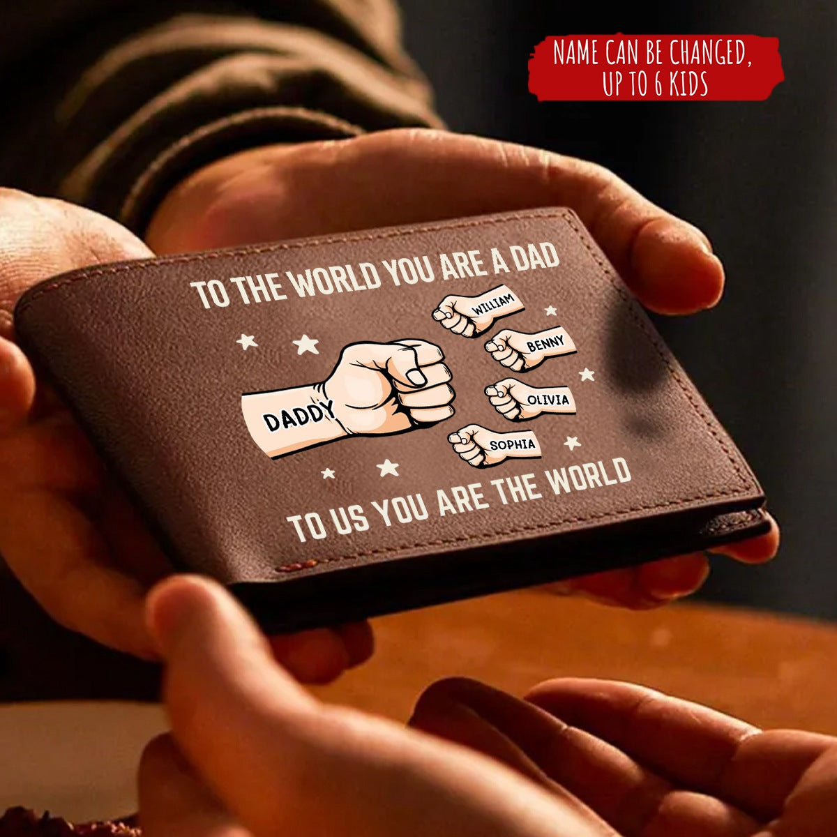 You’re My World, My Heart - Family Personalized Double-Sided Printed Leather Wallet