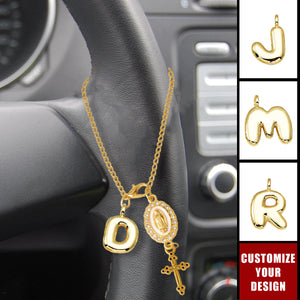 Personalized Virgin Mary Cross Steering Wheel Car Ornament