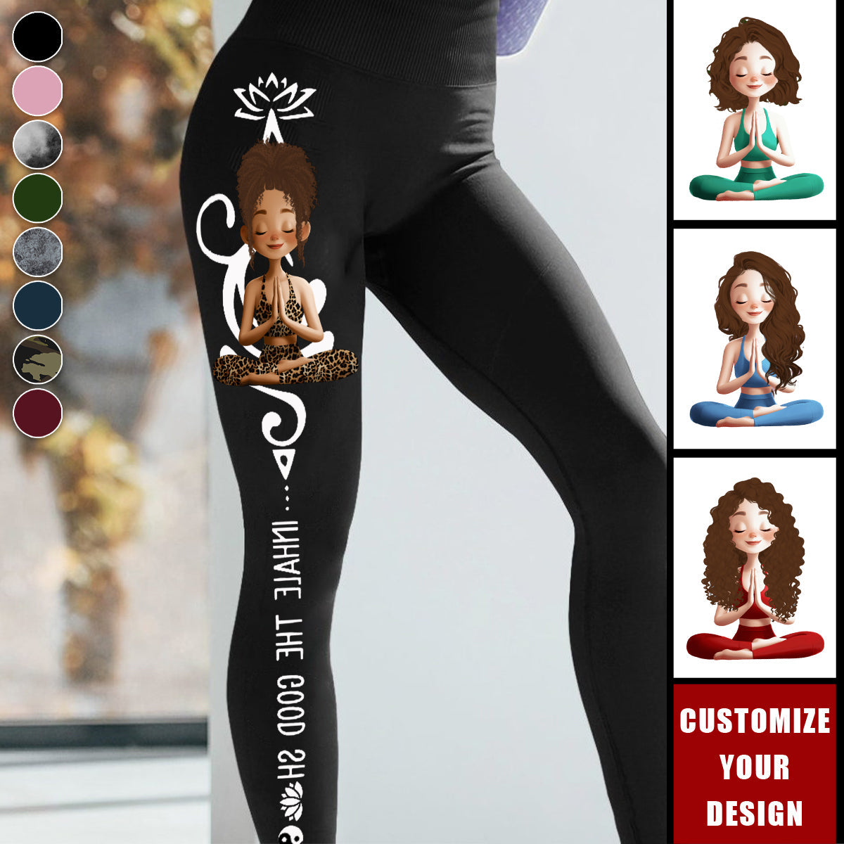 Breath Yoga Lovers Inhale - Personalized Leggings