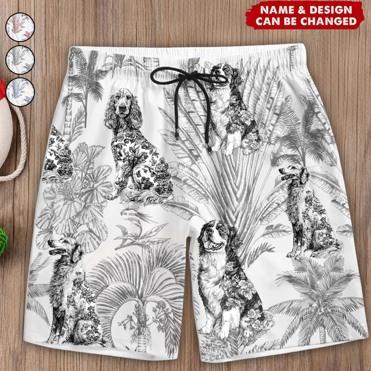 Dog Custom Toile De Jouy French Style - Personalized Beach Shorts