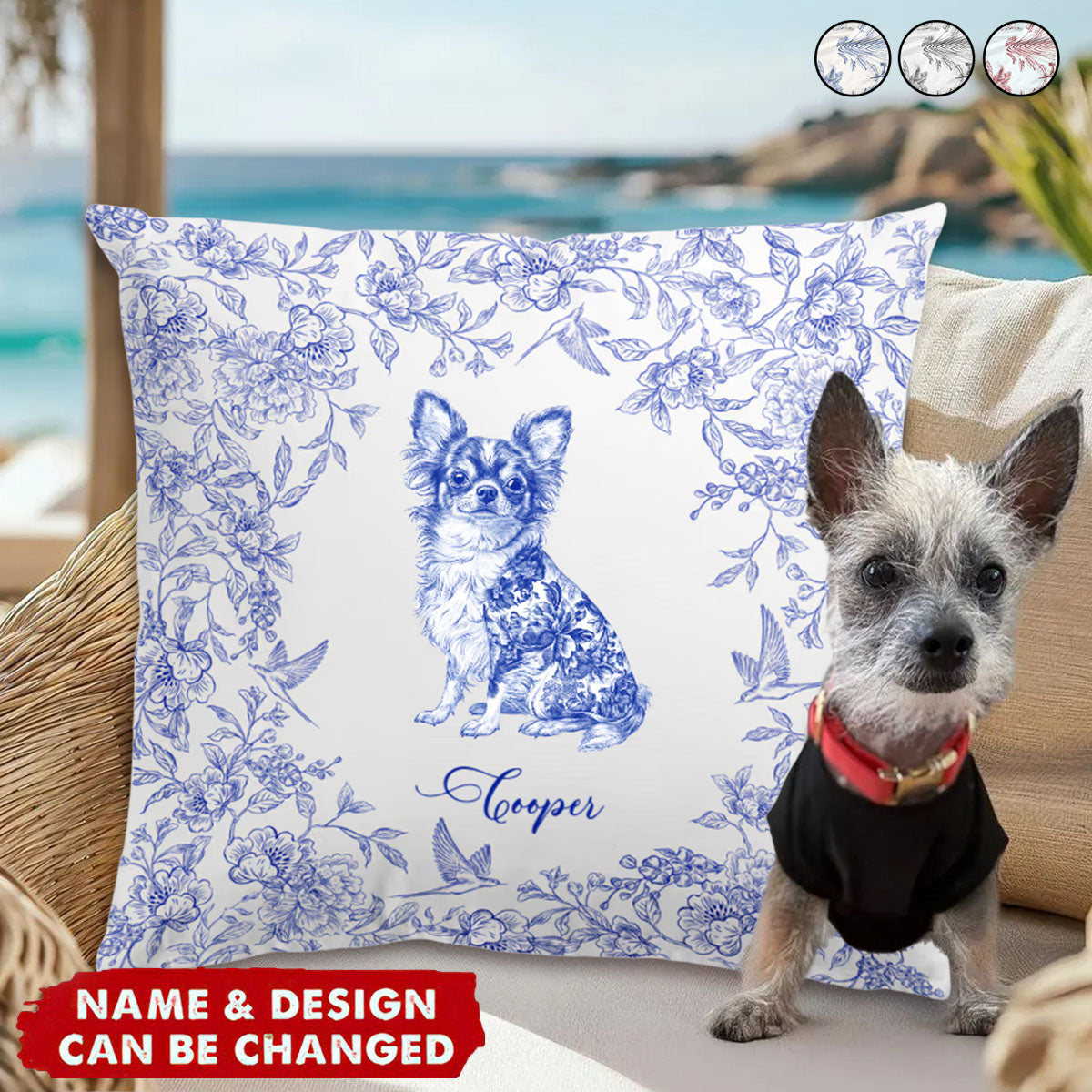 Dog Custom Toile De Jouy Style - Personalized Pillow