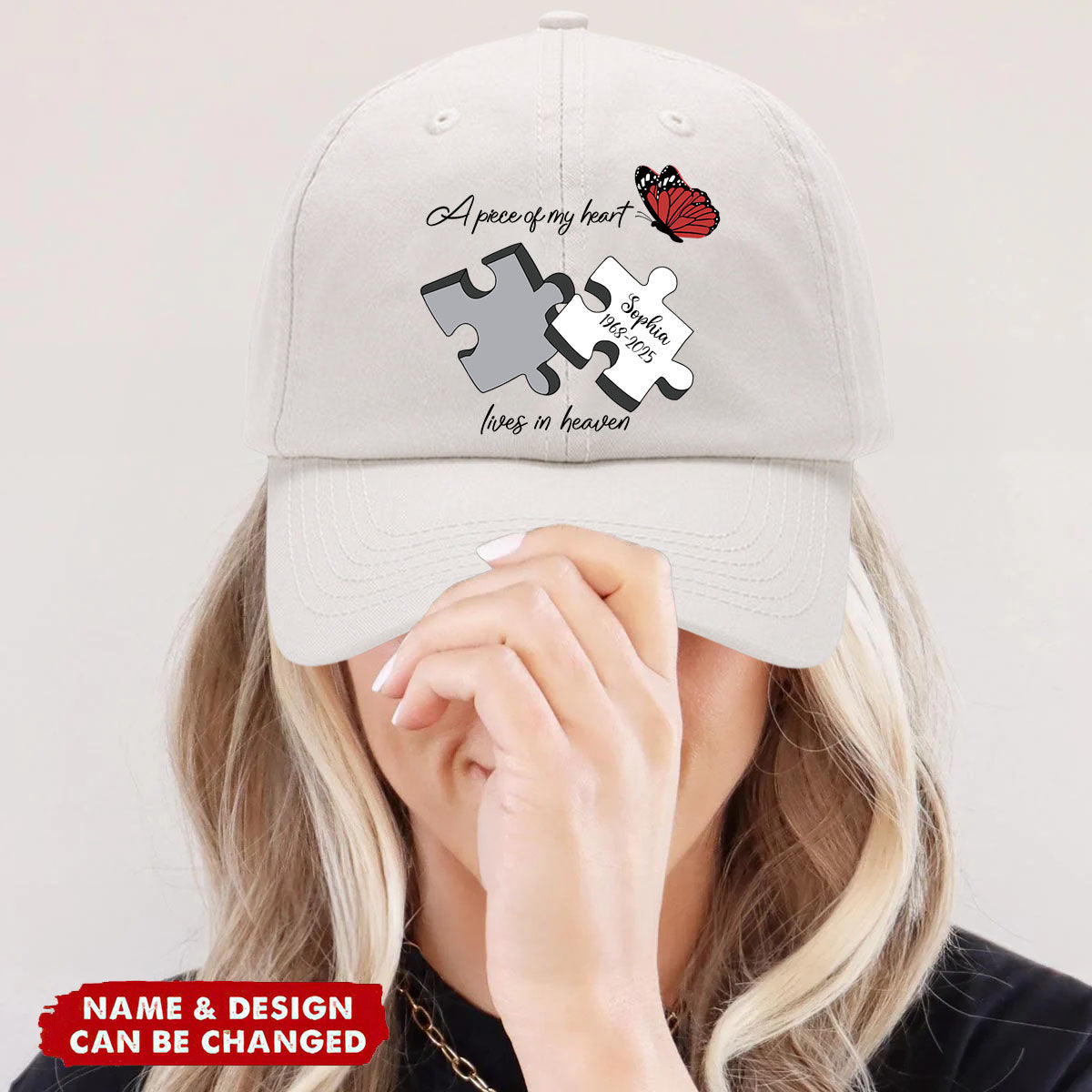 Memorial Butterfly Dragonfly Heaven Feather - Personalized Memorial Classic Cap