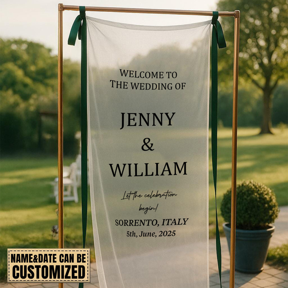 Custom Tulle Wedding Sign - Personalized Wedding Welcome Sign