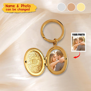Custom Vintage Locket Keychain With Photo Personalized Memorial Keychain