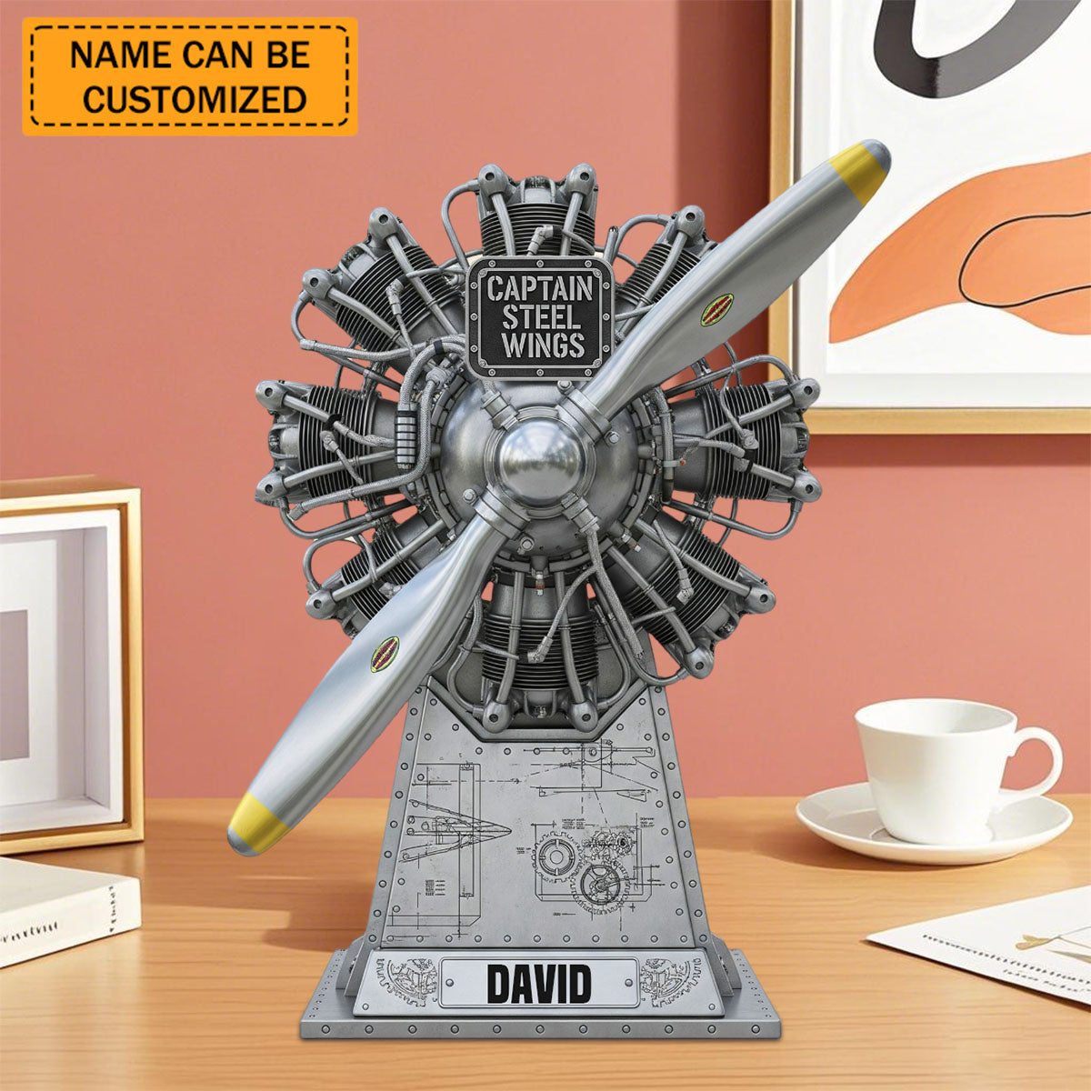 Radial Airplane Engine Acrylic Plaque - Personalized Gifts For Pilot