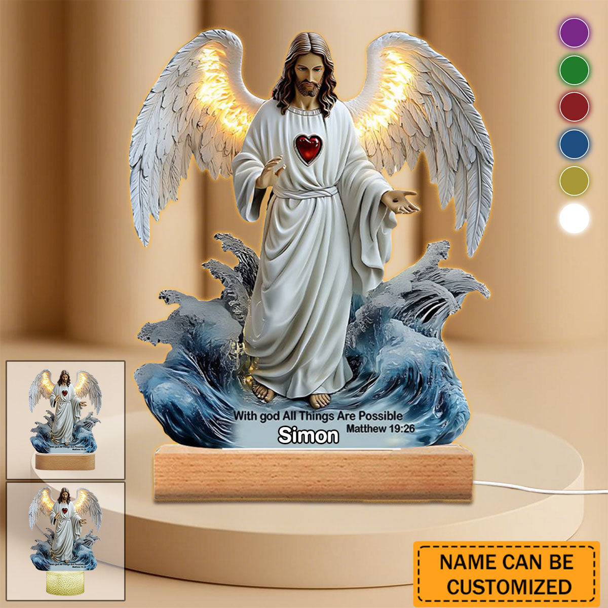 With God All Things Are Possible - Personalized Plaque Light