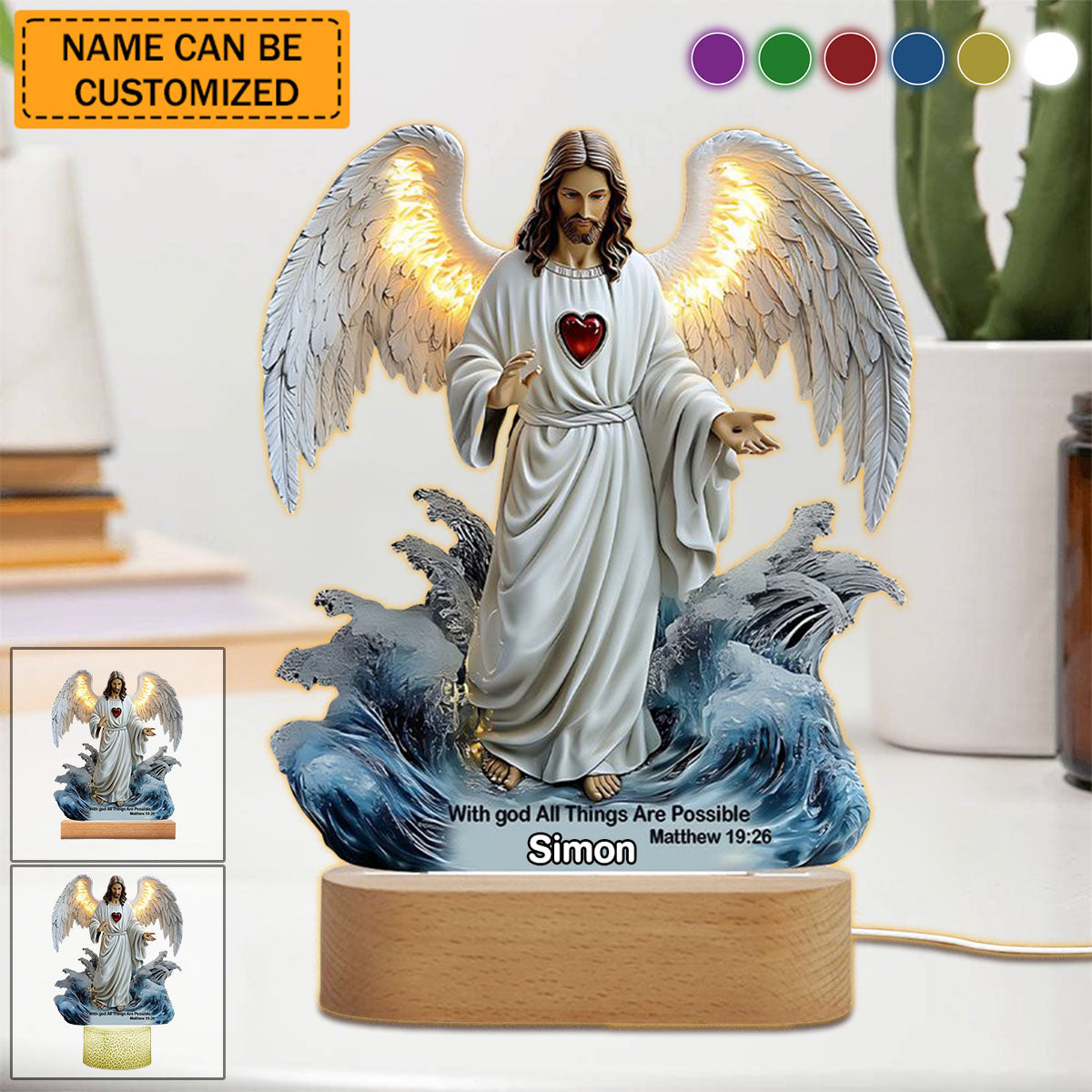 With God All Things Are Possible - Personalized Plaque Light