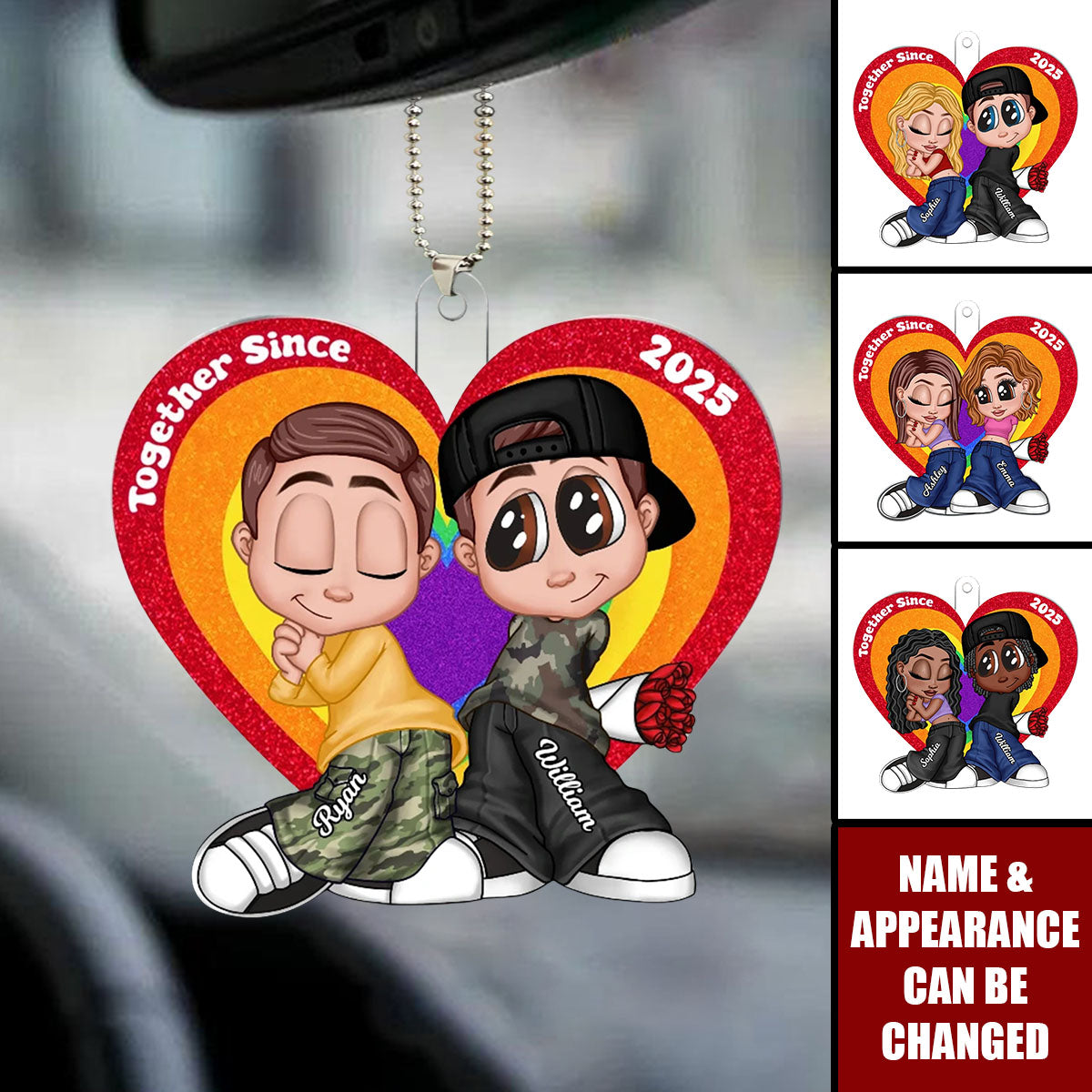 Y2K Style LGBT Couple Car Accessories Personalized Car Ornament