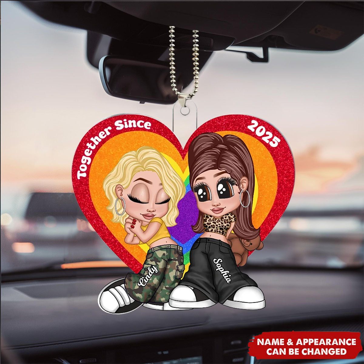 Y2K Style LGBT Couple Car Accessories Personalized Car Ornament
