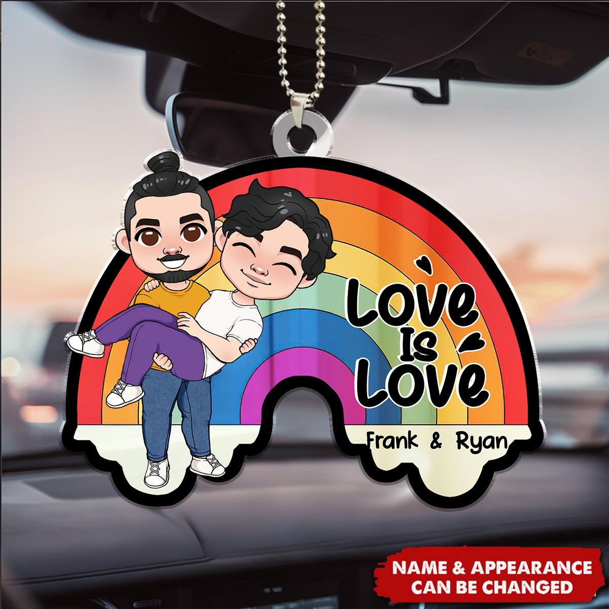Love Is Love - Personalized LGBT Car Ornament
