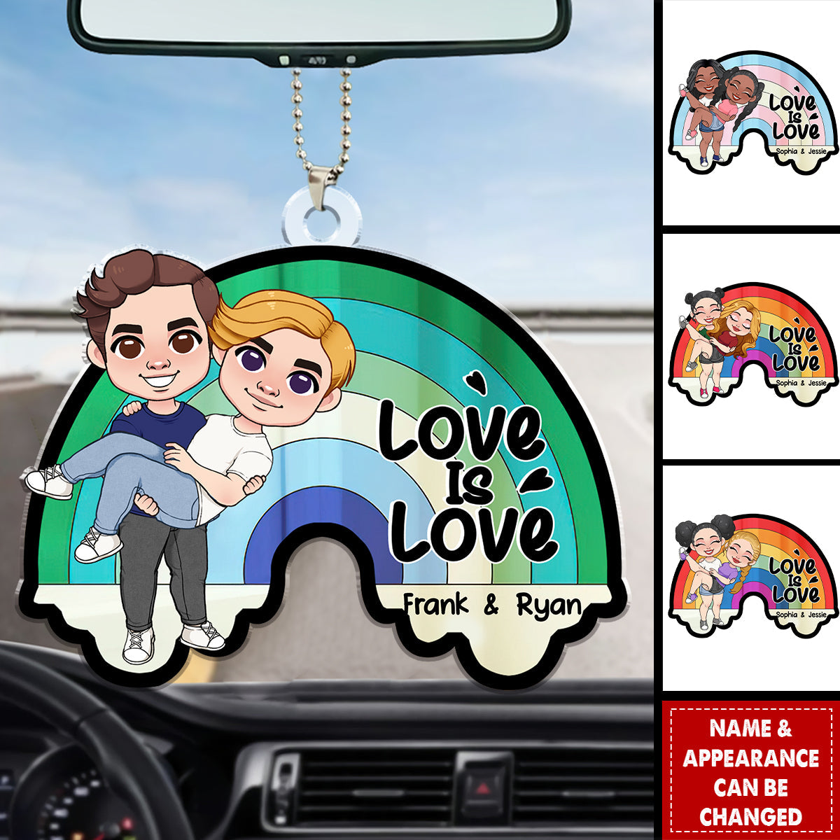 Love Is Love - Personalized LGBT Car Ornament