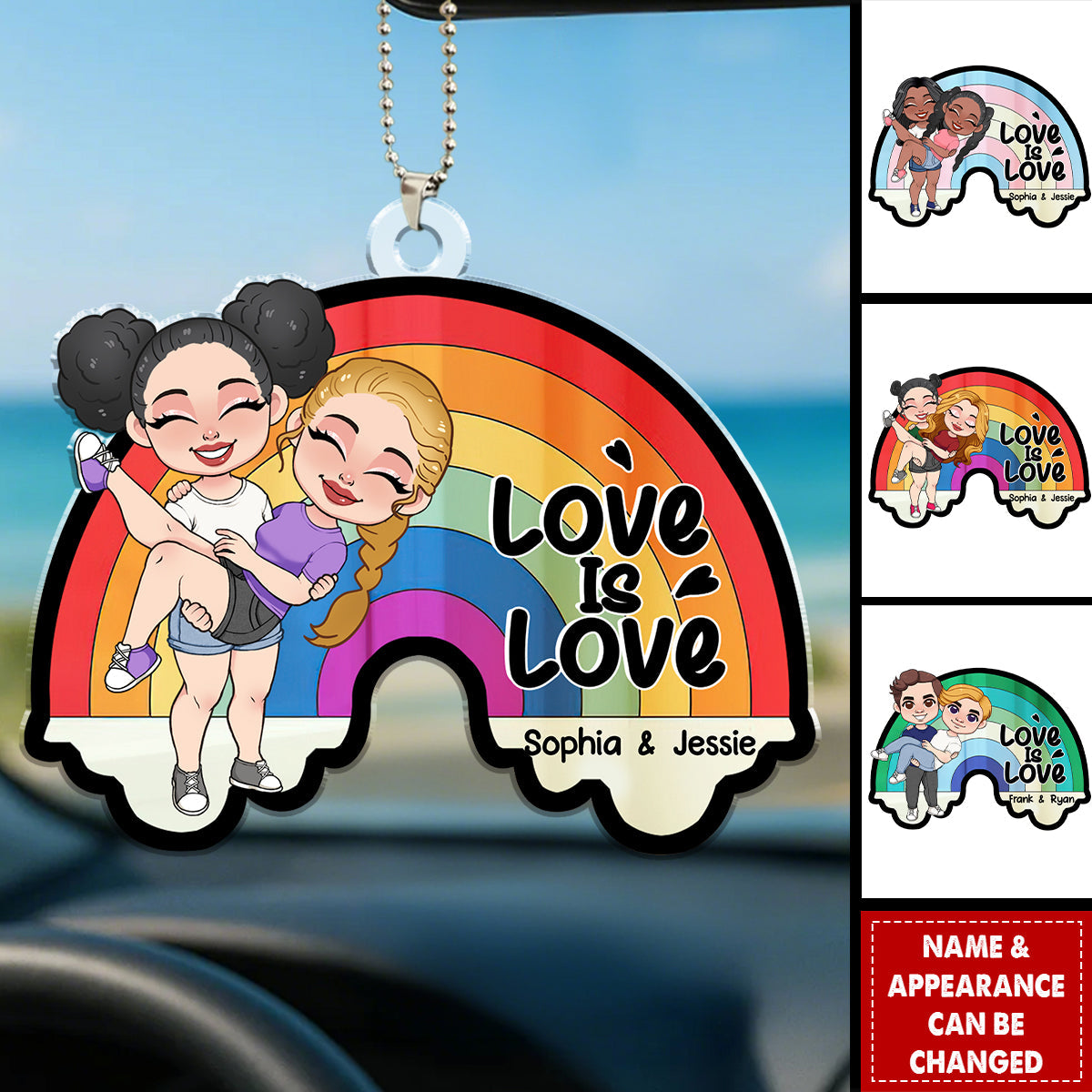 Love Is Love - Personalized LGBT Car Ornament