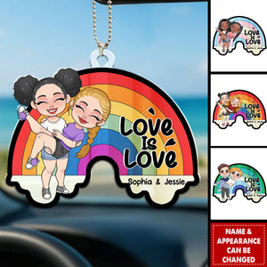 Love Is Love - Personalized LGBT Car Ornament