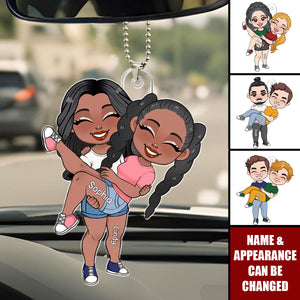 LGBT Couple Hugging Love Is Love - Personalized Car Ornament