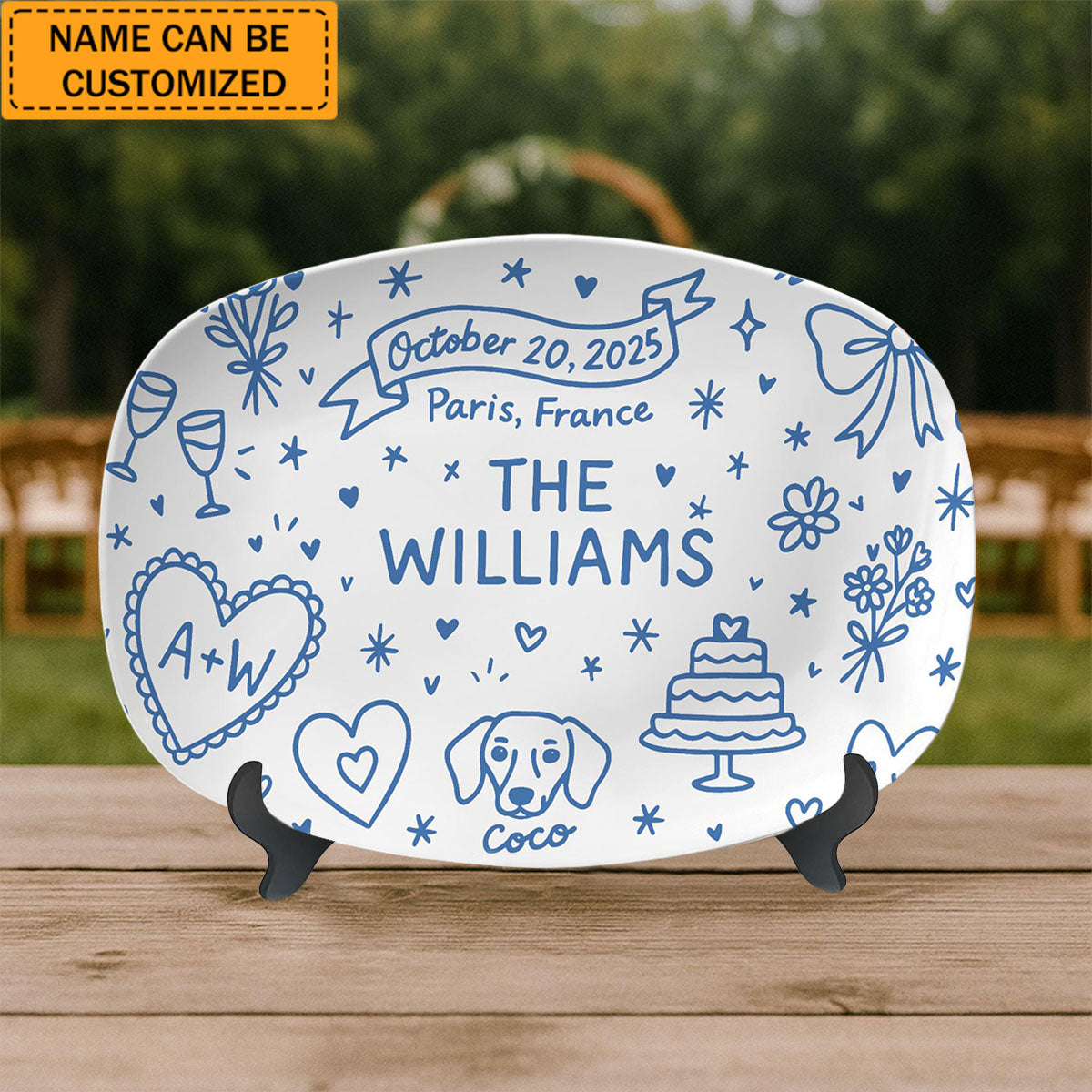 Custom Wedding Platter – Personalized Bridal Gift With Names