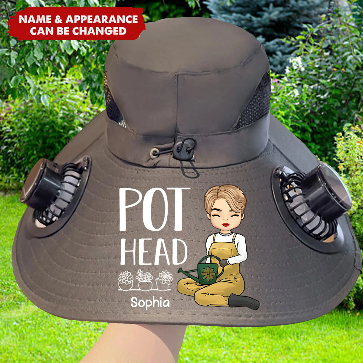 Custom Solar Fan Hat - Personalized Garden Gifts For Gardeners