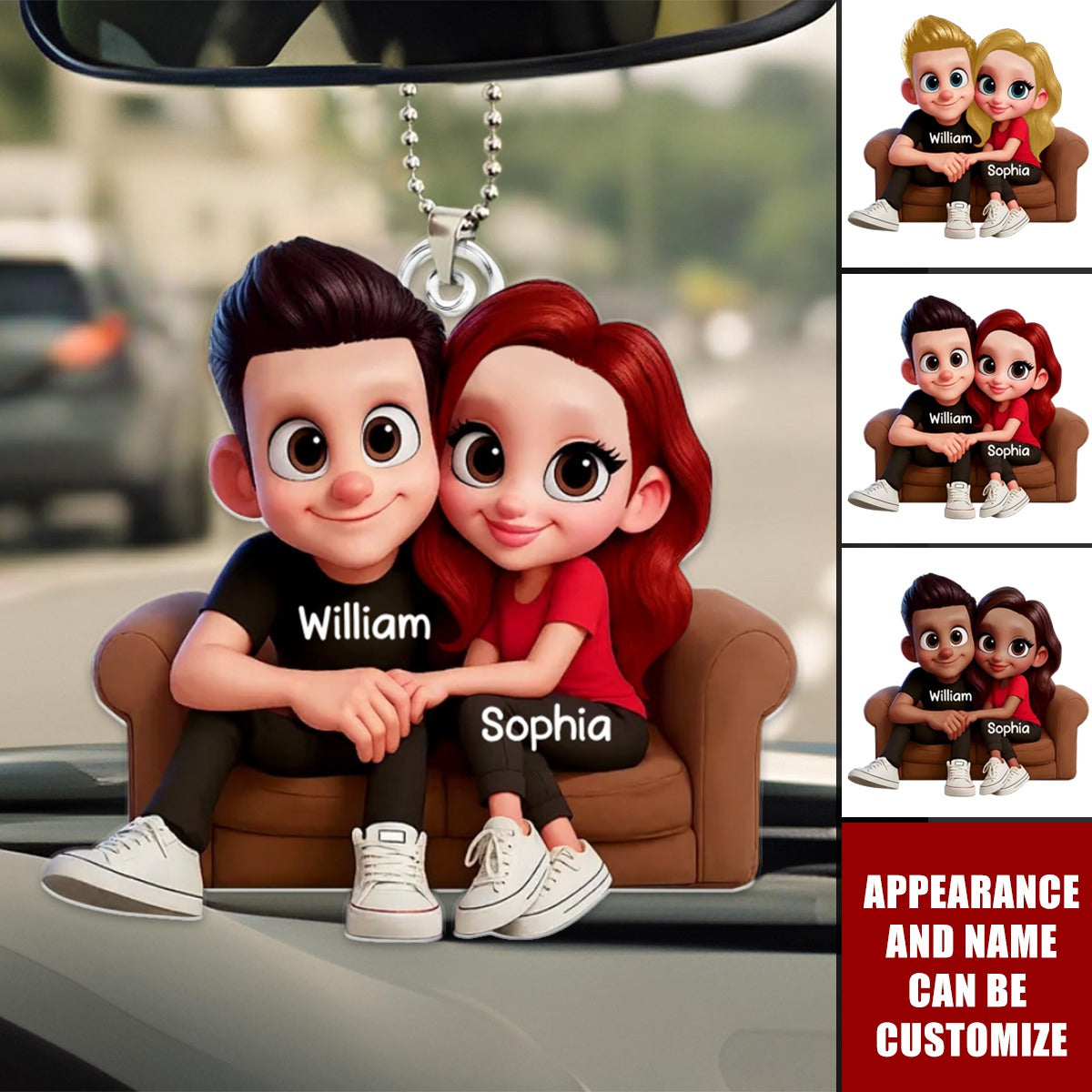 Cartoon Couple You & Me We Got This Personalized Car Ornament