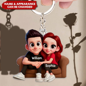 Cartoon Couple You & Me We Got This Personalized Keychain