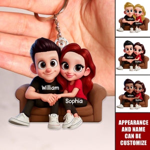 Cartoon Couple You & Me We Got This Personalized Keychain