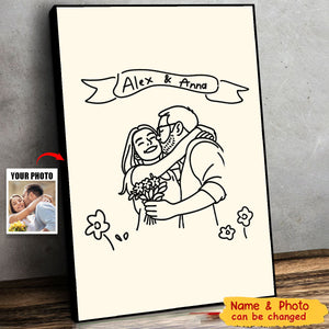 Personalized Line Drawing Couple Minimalist Drawing Poster
