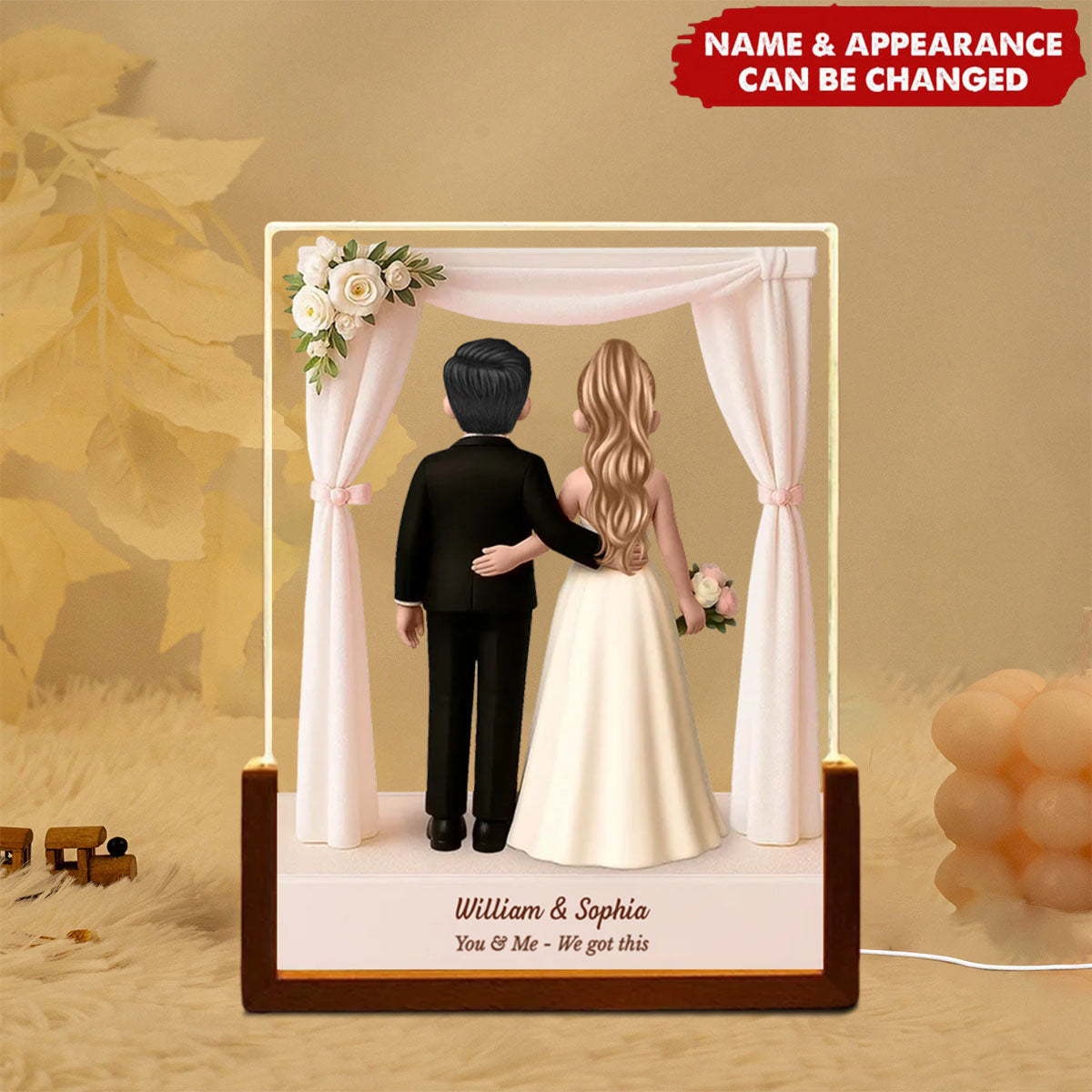 Custom Cartoon Bride And Groom Personalized LED Night Light