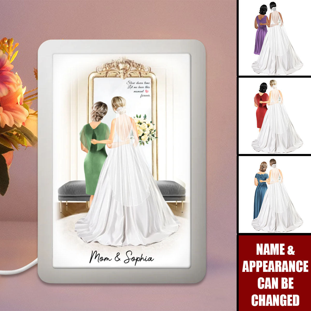 Personalized Cartoon Bride And Mom LED Photo Night Light