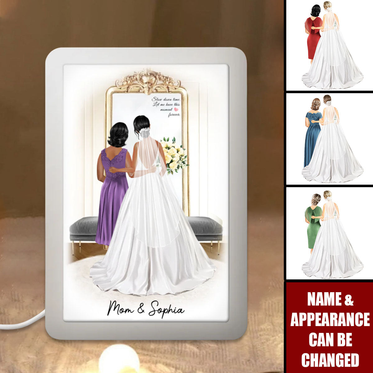 Personalized Cartoon Bride And Mom LED Photo Night Light
