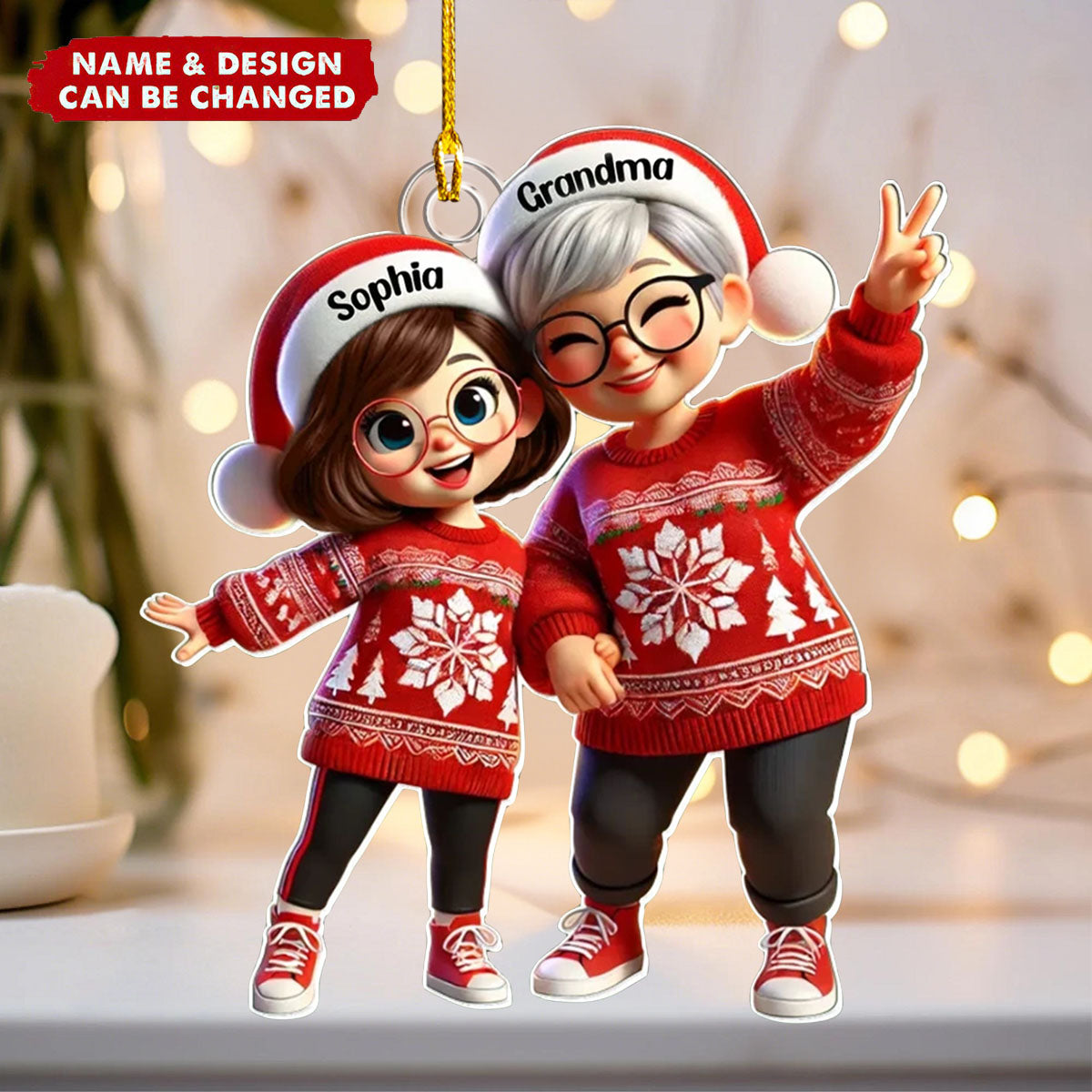 Happy Christmas Grandma Grandkids Personalized Acrylic Ornament