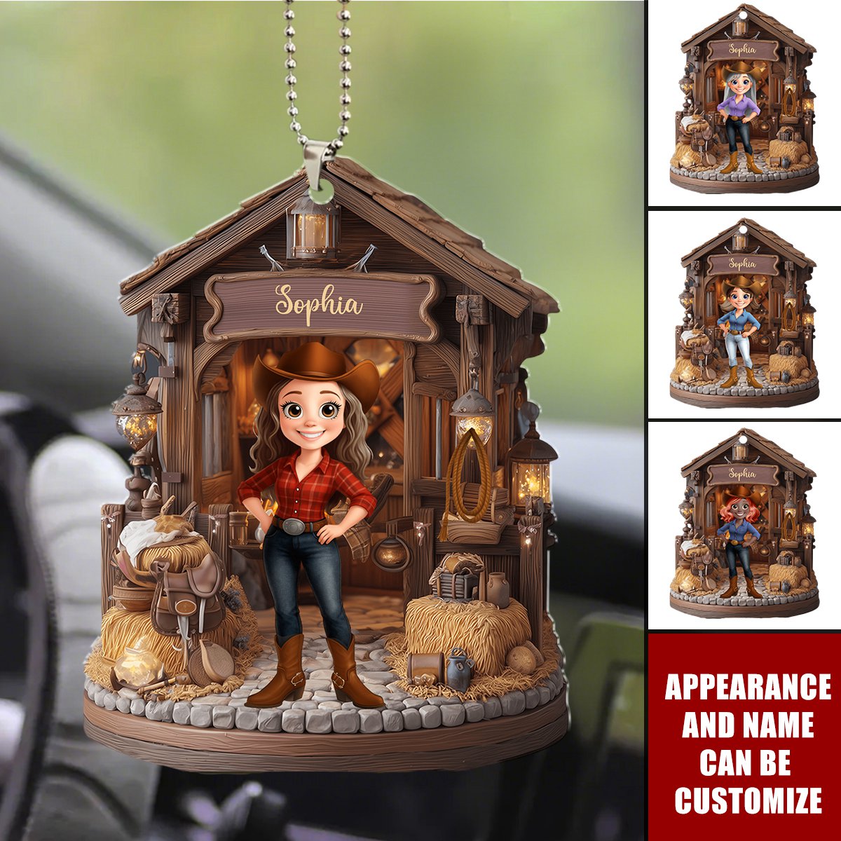 Cowgirl's Barn - Personalized Cowgirl Acrylic Ornament