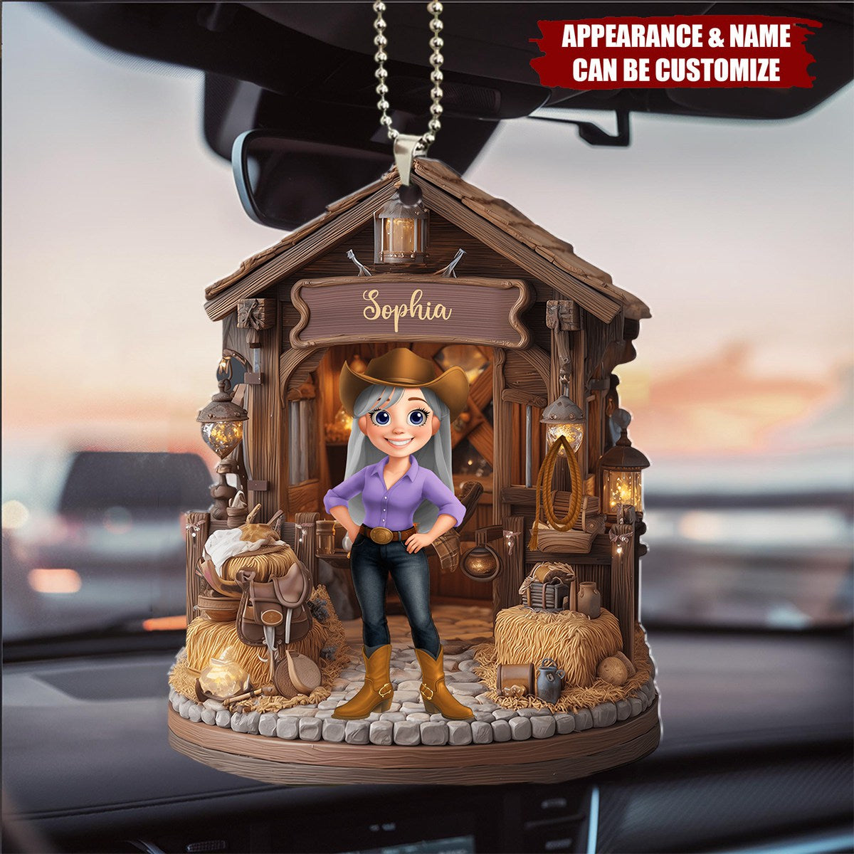 Cowgirl's Barn - Personalized Cowgirl Acrylic Ornament