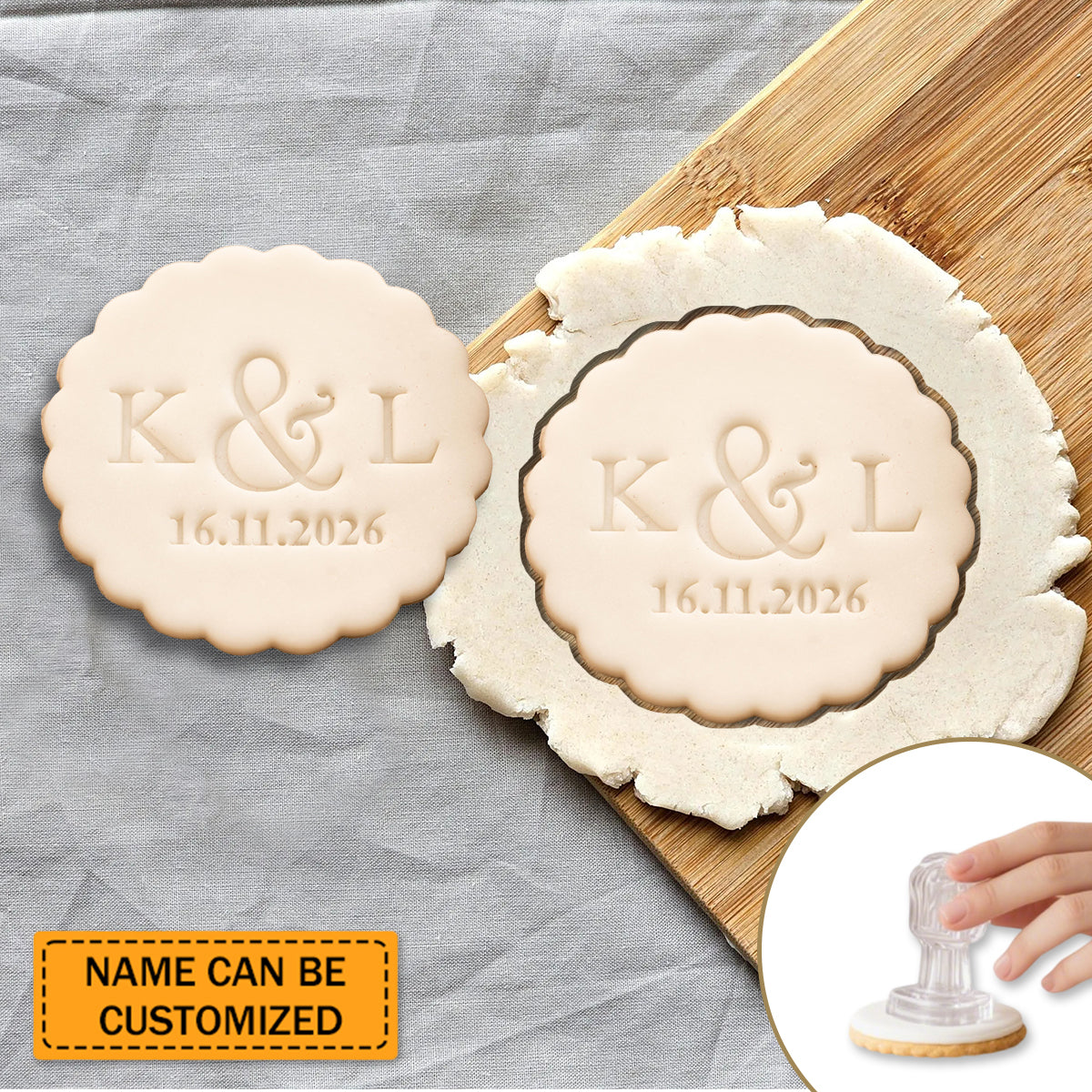 Custom Mr and Mrs Name Date Fondant Stamp – Personalized Wedding Cookie Cutter