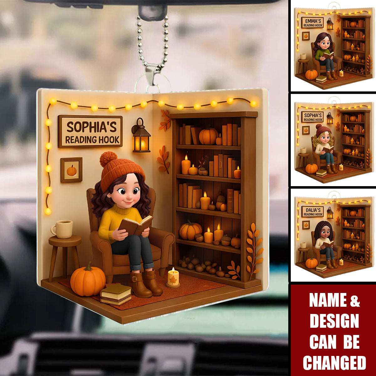 Reading Hook Cozy Season - Personalized Car Ornament