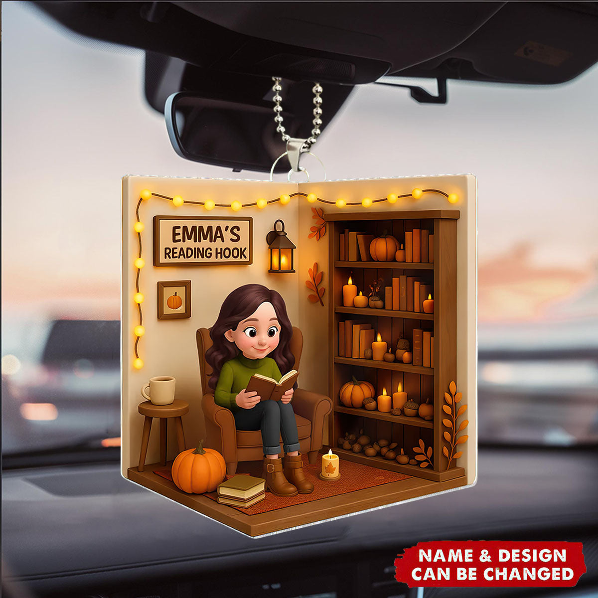 Reading Hook Cozy Season - Personalized Car Ornament