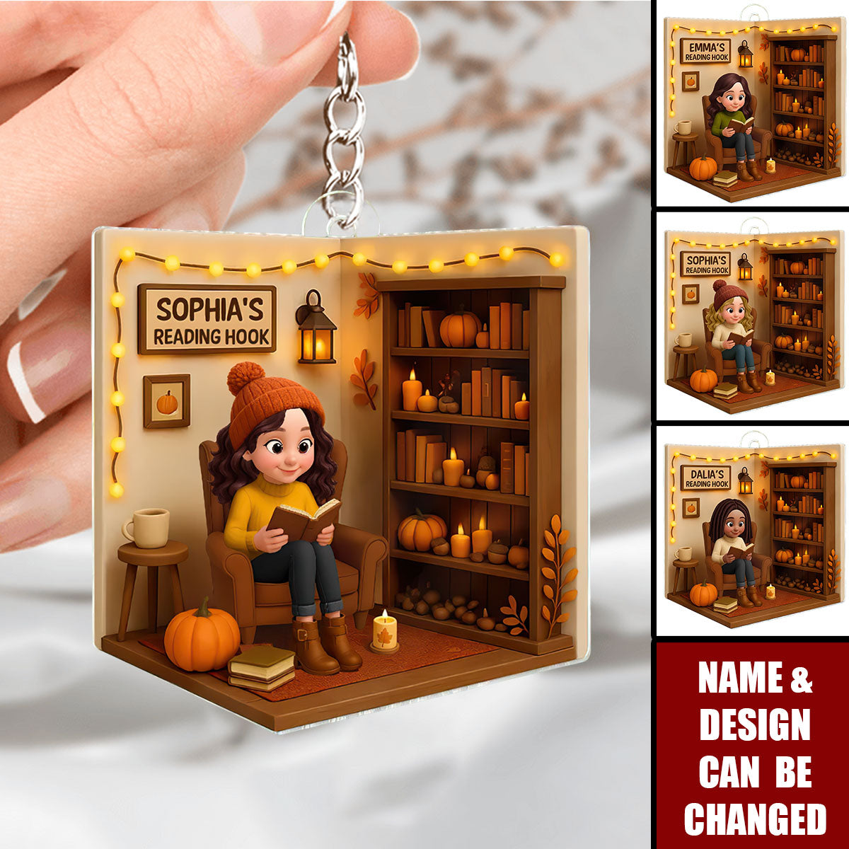 Reading Hook Cozy Season - Personalized Acrylic Keychain