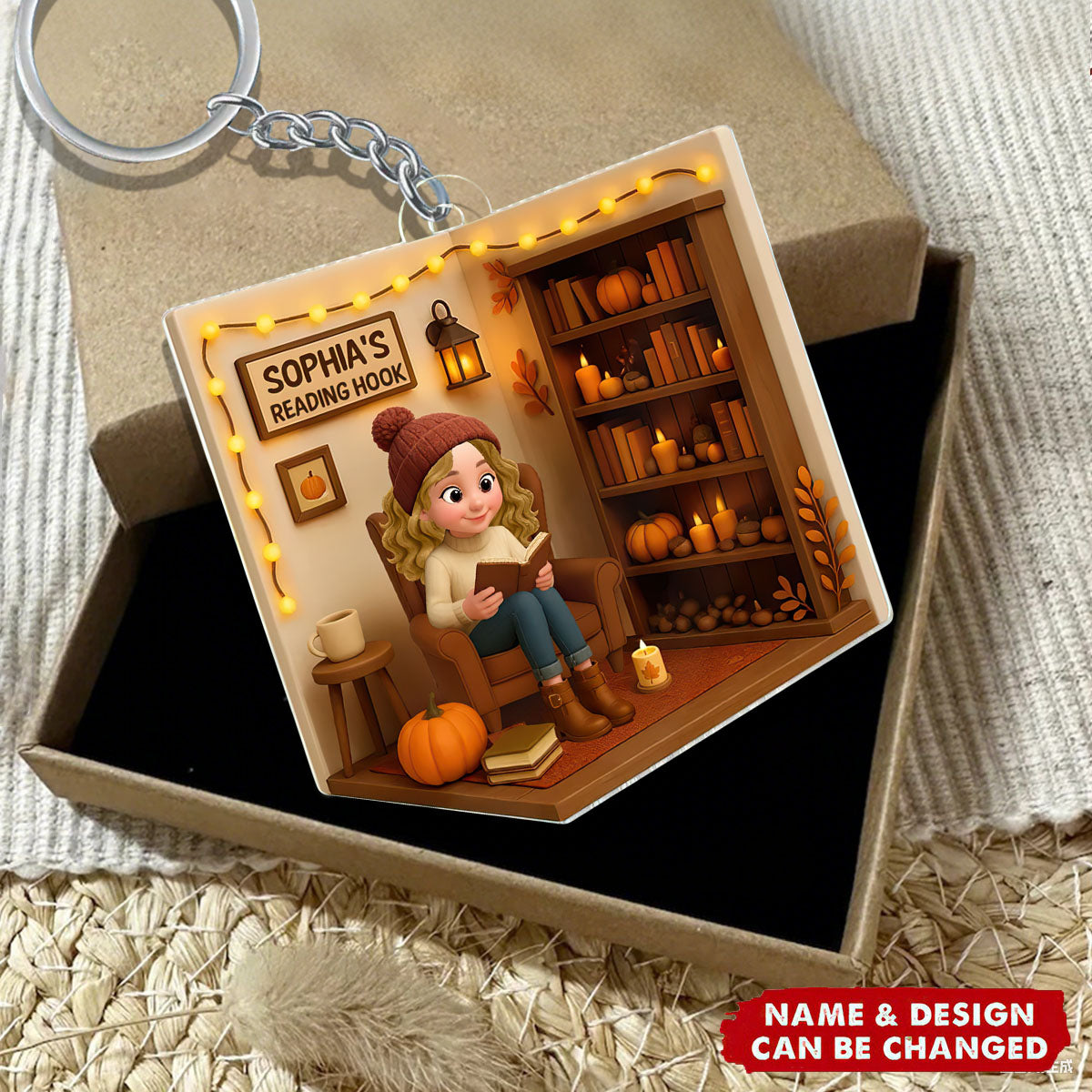 Reading Hook Cozy Season - Personalized Acrylic Keychain