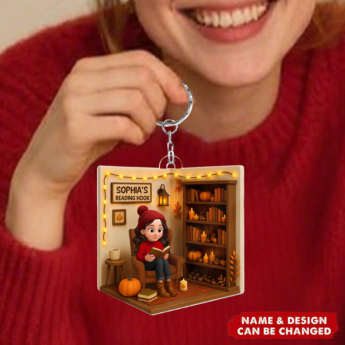 Reading Hook Cozy Season - Personalized Acrylic Keychain