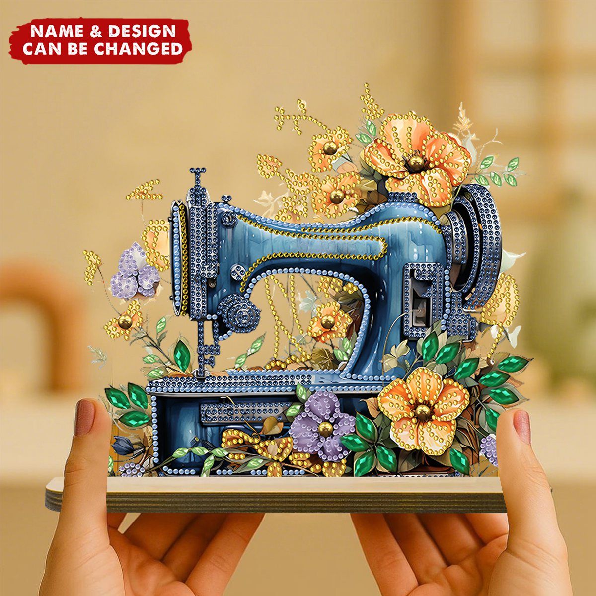 Shiny Sewing Machine Personalized Wooden Plaque