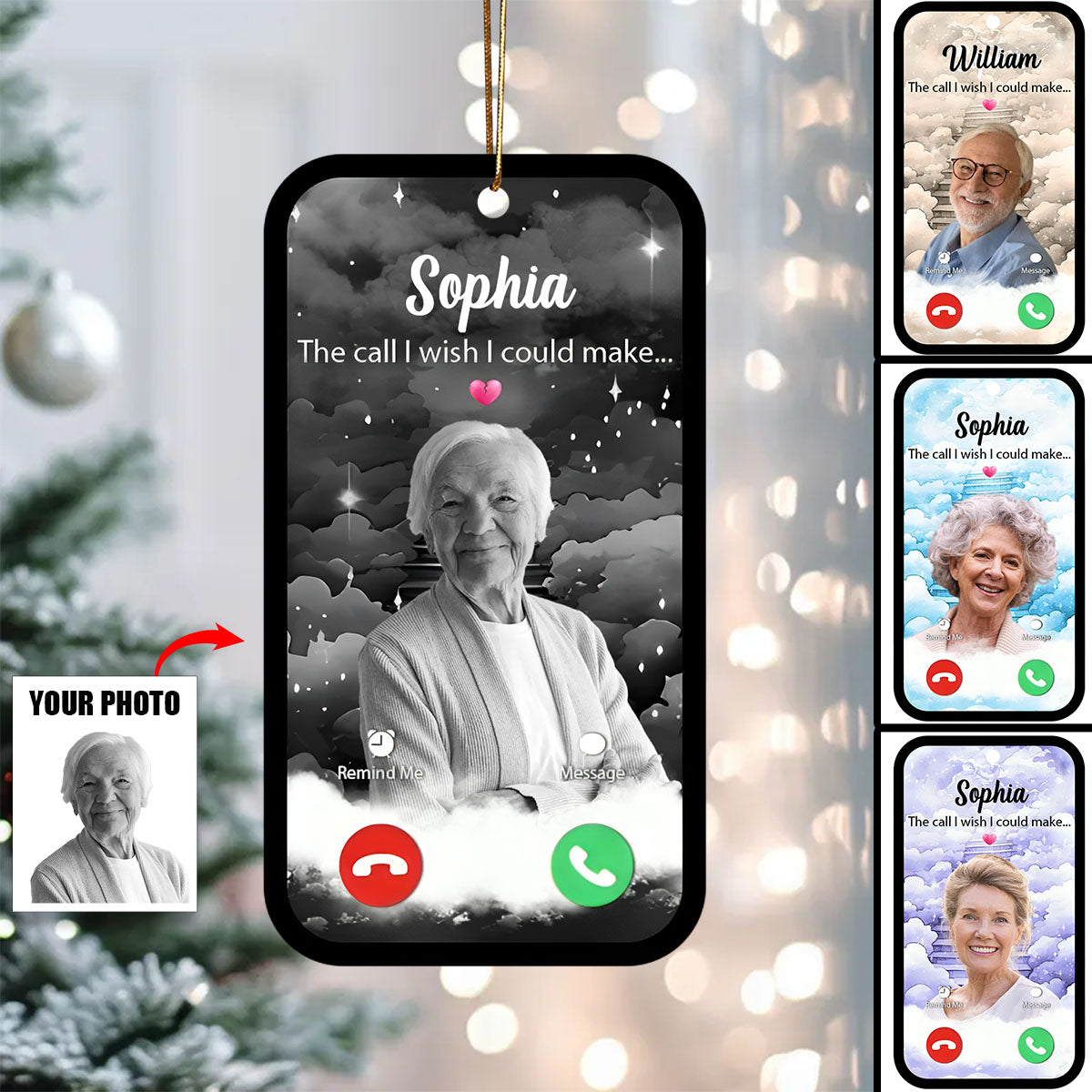 The Call I Wish I Could Take Memorial Sympathy Photo Personalized Ornament