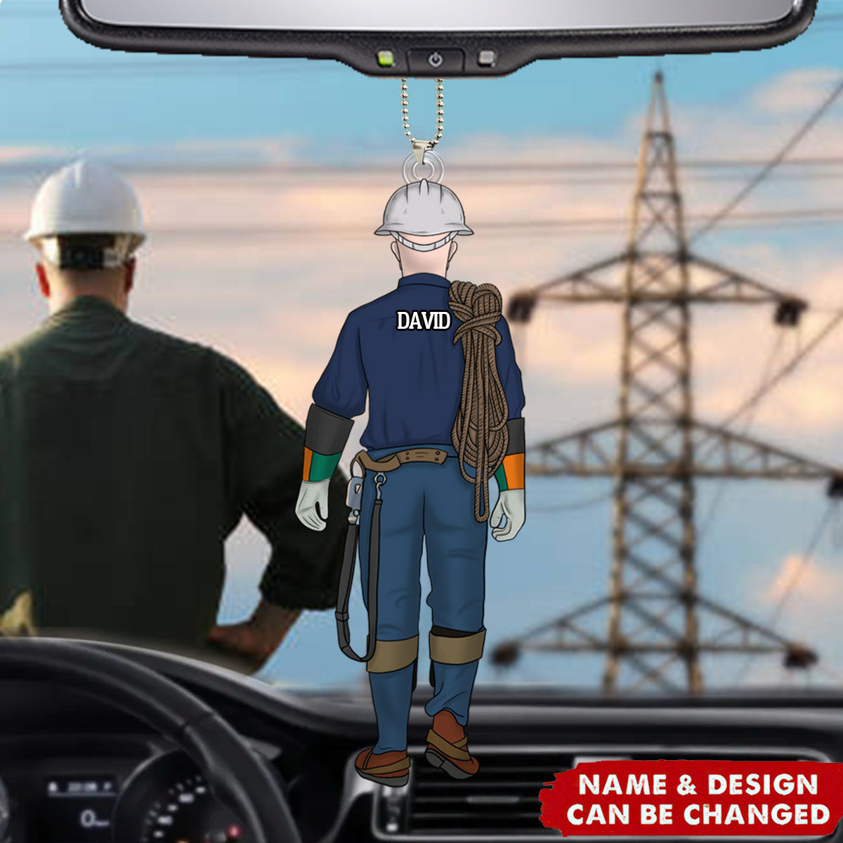 Gift For Lineman - Personalized Acrylic Car Ornament