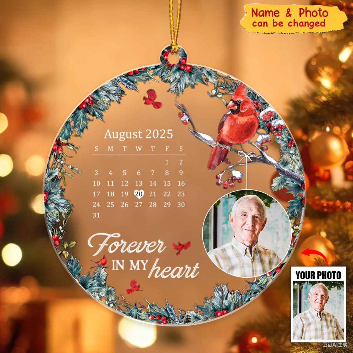 The Moment Your Heart Stopped Mine Changed Forever - Personalized Acrylic Photo Ornament