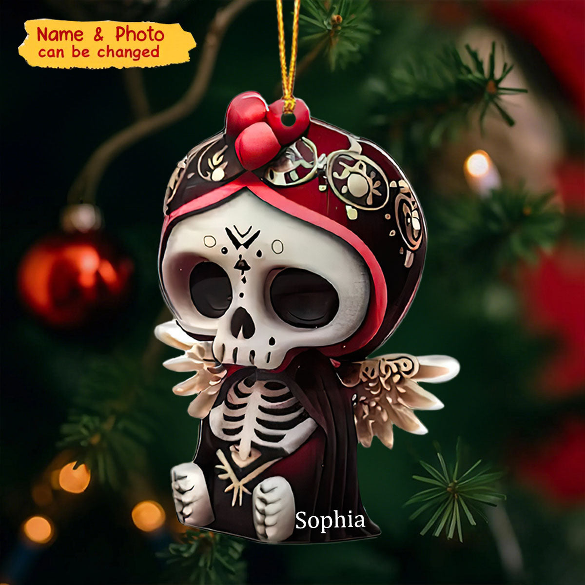Cute Skull - Personalized Skull Christmas Acrylic Ornament