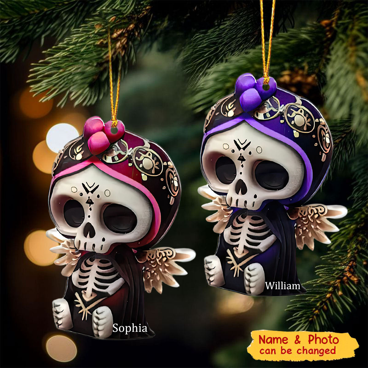 Cute Skull - Personalized Skull Christmas Acrylic Ornament