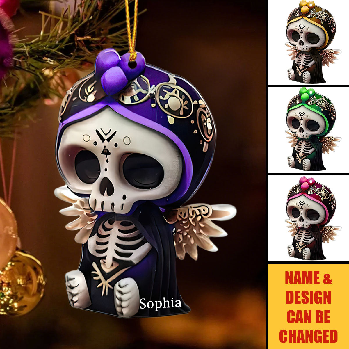 Cute Skull - Personalized Skull Christmas Acrylic Ornament