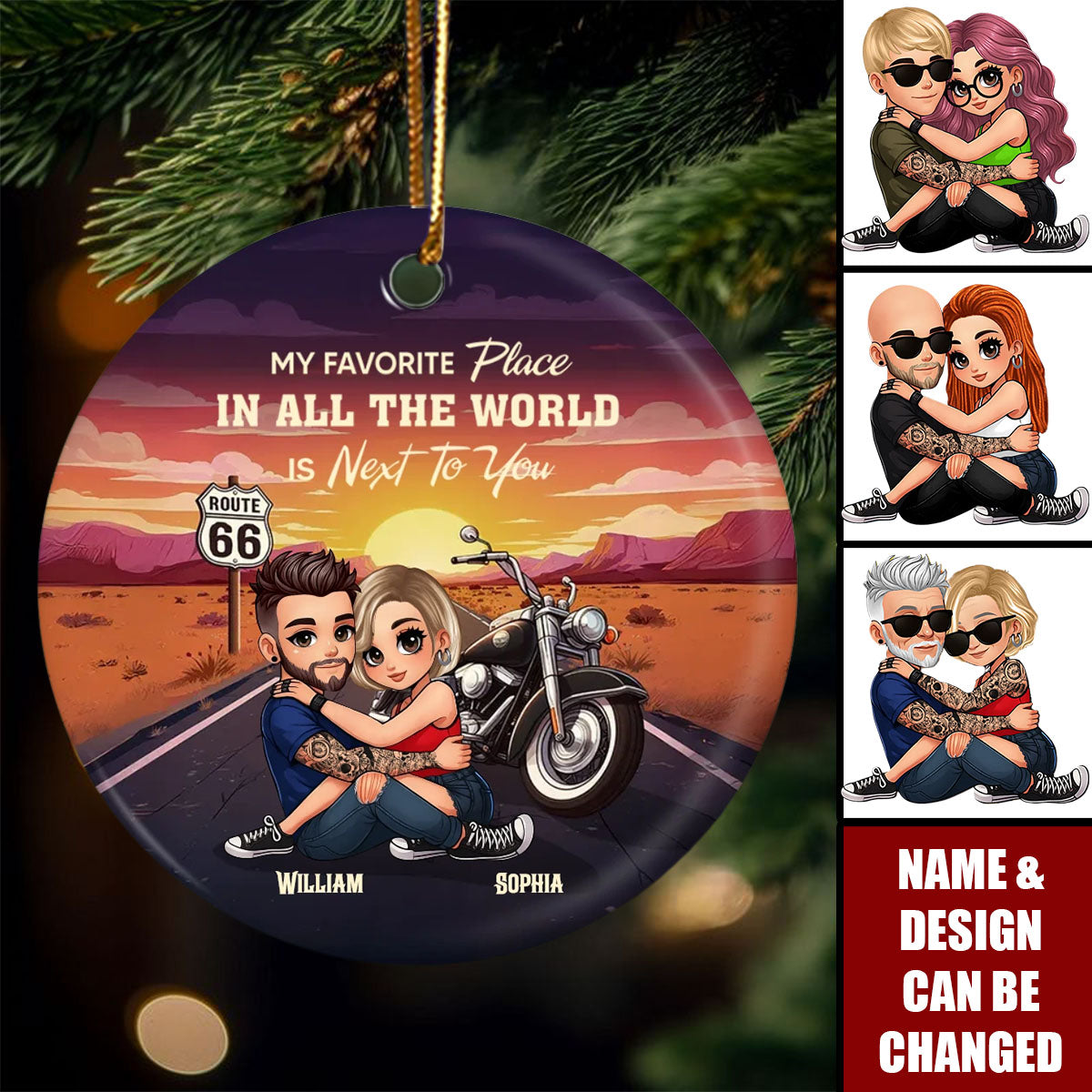 Bikers Couple Riding Partners For Life - Personalized Ceramic Ornament