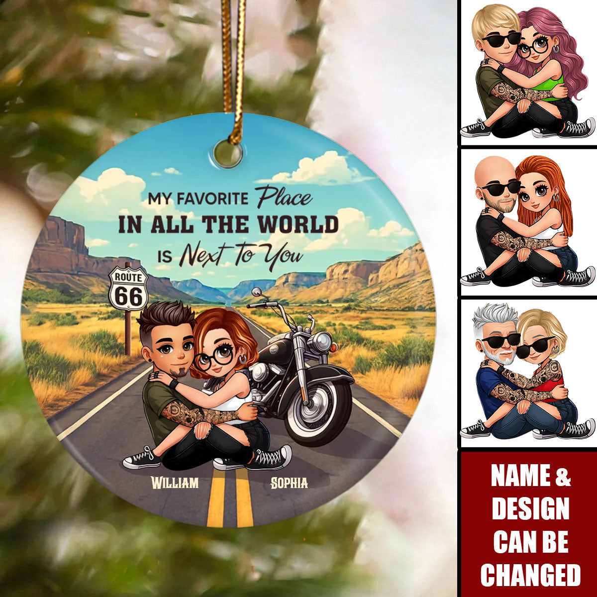 Bikers Couple Riding Partners For Life - Personalized Ceramic Ornament