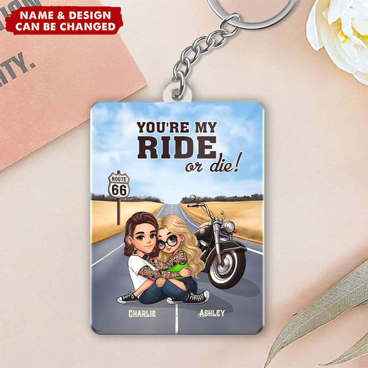 Bikers Couple Riding Partners For Life - Personalized Acrylic Keychain